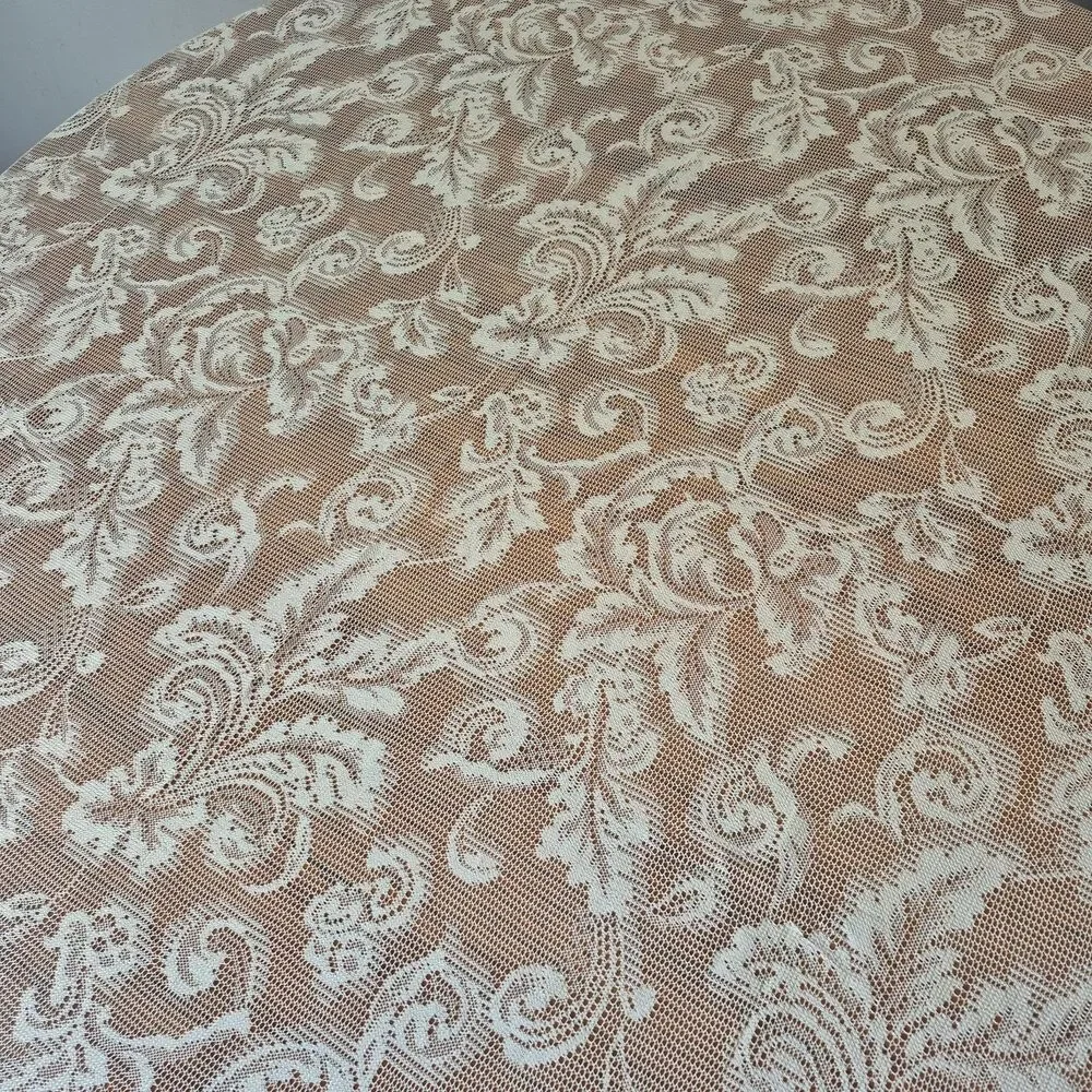 Kensington Pearl Baroque Set of 3 Vintage Damask Lace Fringe Panels  45 x 84 IN